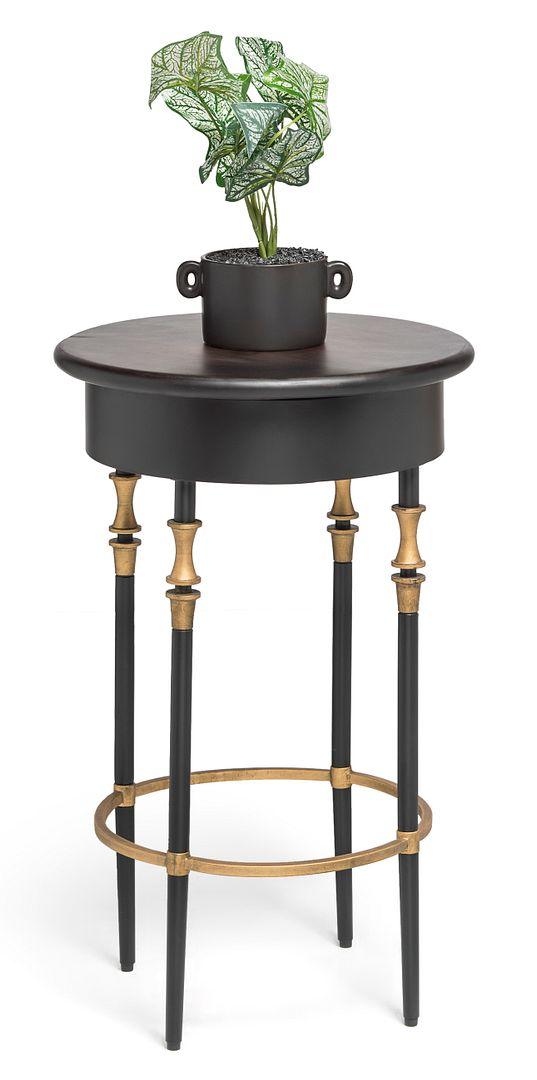 Buy Wooden Round Gold Black Side Table with Finial Legs discounted | Products On Sale Australia