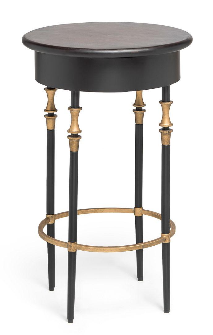 Buy Wooden Round Gold Black Side Table with Finial Legs discounted | Products On Sale Australia