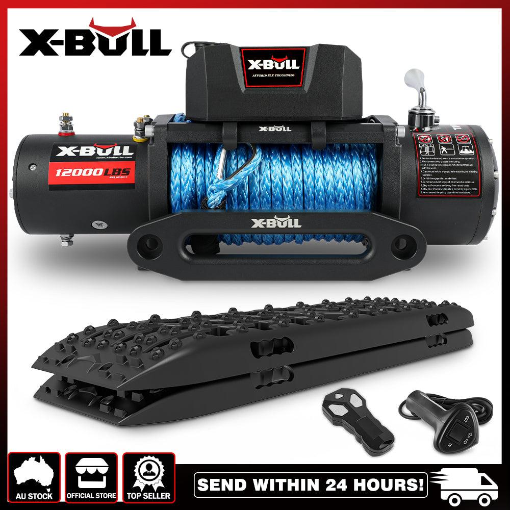 Buy X-BULL 12V Electric Winch 12000LBS 4WD synthetic rope with 2PCS Recovery Tracks Boards Gen3.0 Black discounted | Products On Sale Australia