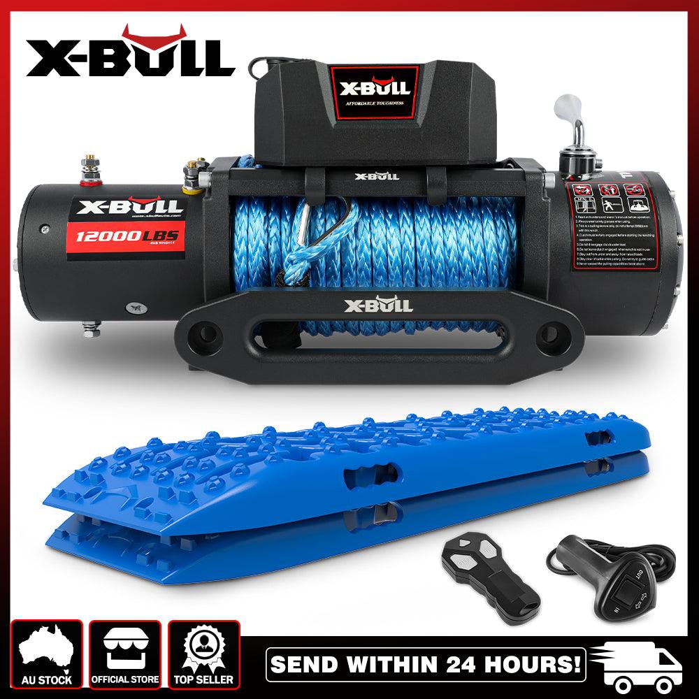 Buy X-BULL 12V Electric Winch 12000LBS 4WD synthetic rope/2PCS Recovery Tracks Sand Mud Track Gen3.0 Blue discounted | Products On Sale Australia