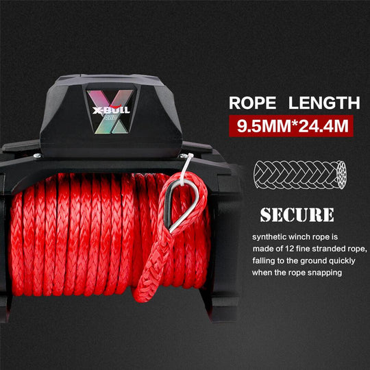 Buy X-BULL 12V Electric Winch 14500LBS synthetic rope with 2 Pairs Recovery Tracks Gen2.0 Black discounted | Products On Sale Australia