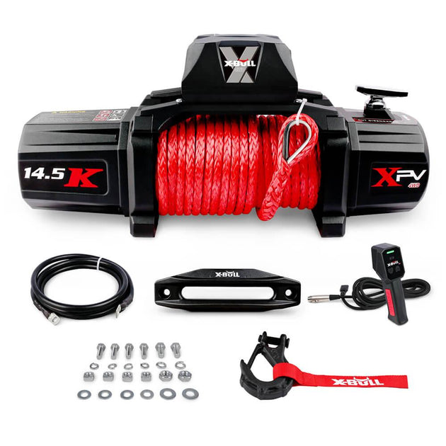 X-BULL 12V Electric Winch 14500LBS synthetic rope with 2 Pairs Recovery Tracks Gen2.0 Black Products On Sale Australia | Auto Accessories > Winches Category