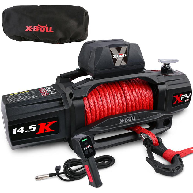 X-BULL 12V Electric Winch 14500LBS synthetic rope with winch cover Products On Sale Australia | Auto Accessories > 4WD & Recovery Category