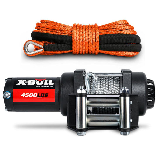 Buy X-BULL 12V Electric Winch 4500LB Winch Boat Trailer Steel Cable With 5.5MX13M Synthetic Rope Orange discounted | Products On Sale Australia