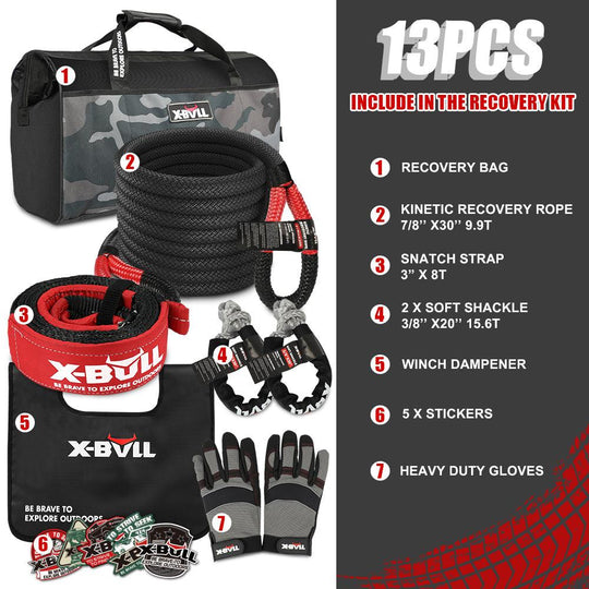 Buy X-BULL 4X4 Recovery Kit Kinetic Recovery Rope Snatch Strap / 2PCS Recovery Tracks 4WD Gen3.0 Red discounted | Products On Sale Australia