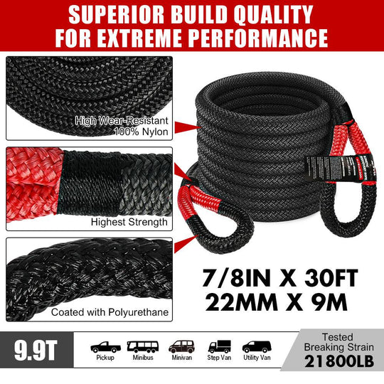 Buy X-BULL 4X4 Recovery Kit Kinetic Recovery Rope Snatch Strap / 2PCS Recovery Tracks 4WD Gen3.0 Red discounted | Products On Sale Australia