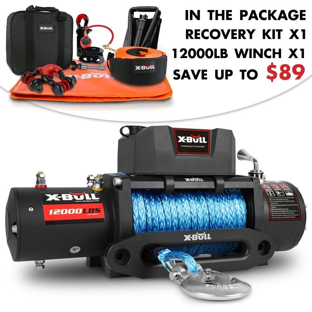 Buy X-BULL Electric Winch 12000LB/5454kg 12V With 4WD Recovery Kits 11 PCS Offroad discounted | Products On Sale Australia