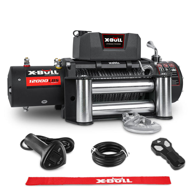 Buy X-BULL Electric Winch 12000LBS/5454KGS Steel Cable 12V Wireless Remote Offroad discounted | Products On Sale Australia