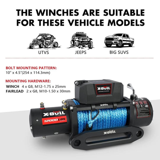 Buy X-BULL Electric Winch 12V 12000LBS Synthetic Rope Wireless remote 4WD 4X4 Car Trailer discounted | Products On Sale Australia