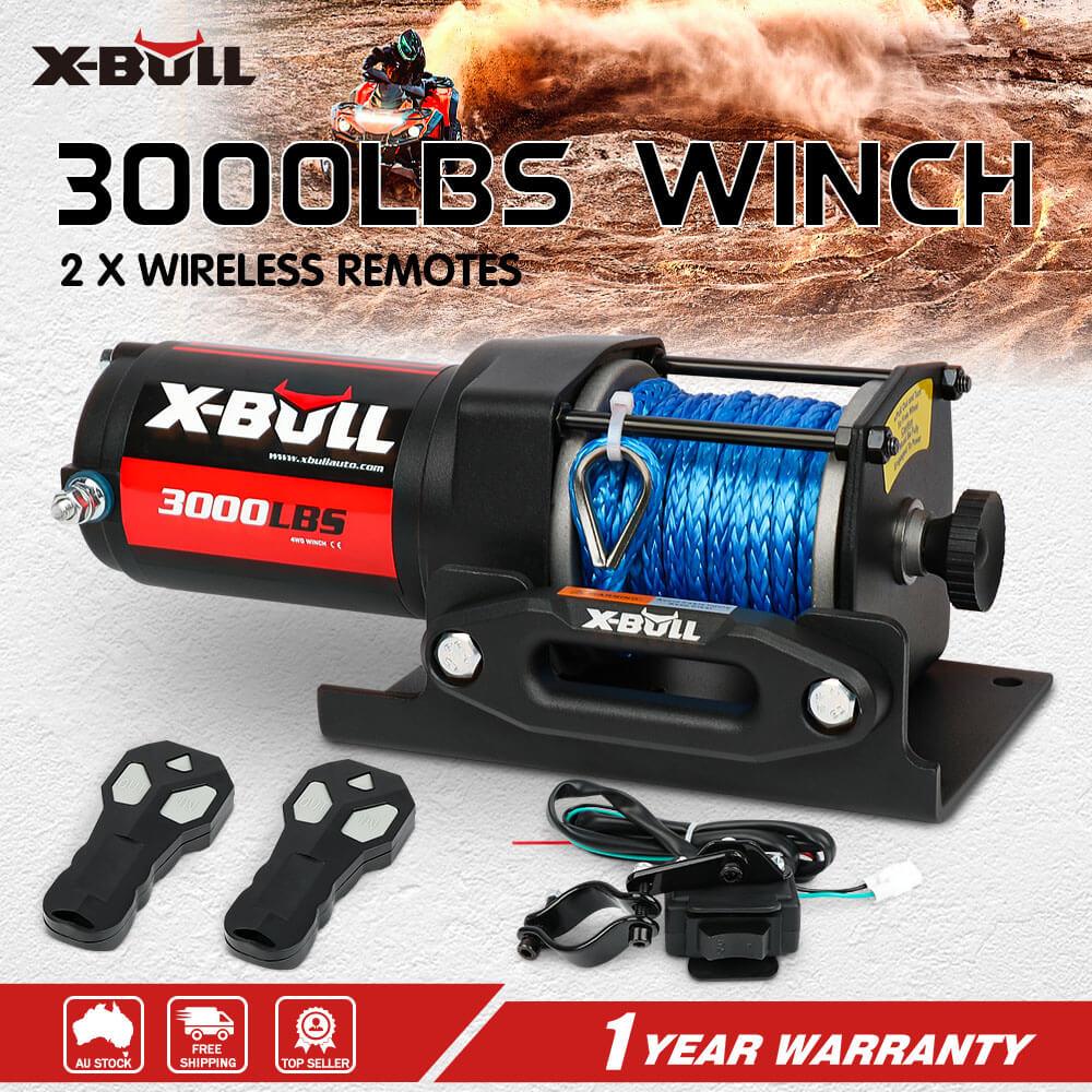 Buy X-BULL Electric Winch 12V 3000LBS Synthetic Rope ATV UTV Boat Trailer With 2 X Wireless remote discounted | Products On Sale Australia