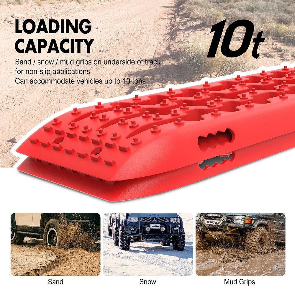 Buy X-BULL Recovery Tracks Gen 2.0 10T Sand Mud Snow 2 Pairs Offroad 4WD 4x4 2PC 91CM Red discounted | Products On Sale Australia