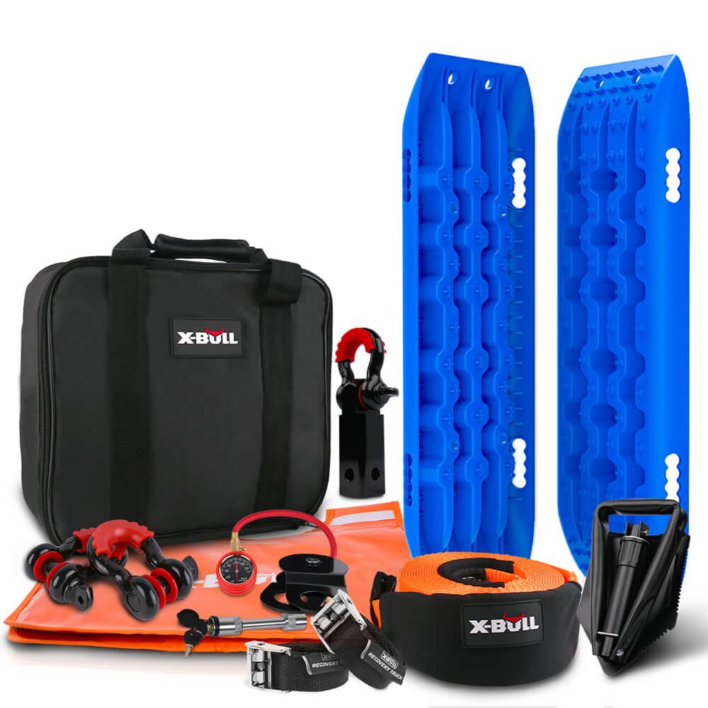 Buy X-BULL Winch Recovery Kit Snatch Strap Off Road 4WD with Recovery Tracks Gen 2.0 Boards Blue discounted | Products On Sale Australia