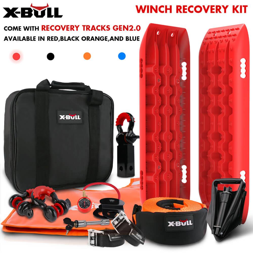 Buy X-BULL Winch Recovery Kit Snatch Strap Off Road 4WD with Recovery Tracks Gen 2.0 Boards RED discounted | Products On Sale Australia