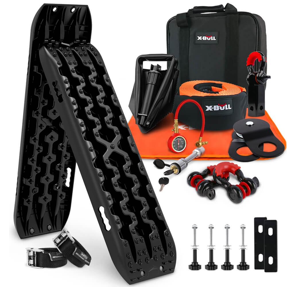 Buy X-BULL Winch Recovery Kit with Recovery Tracks Boards Gen 3.0 Mounting Pins Snatch Strap Off Road 4WD Black discounted | Products On Sale Australia