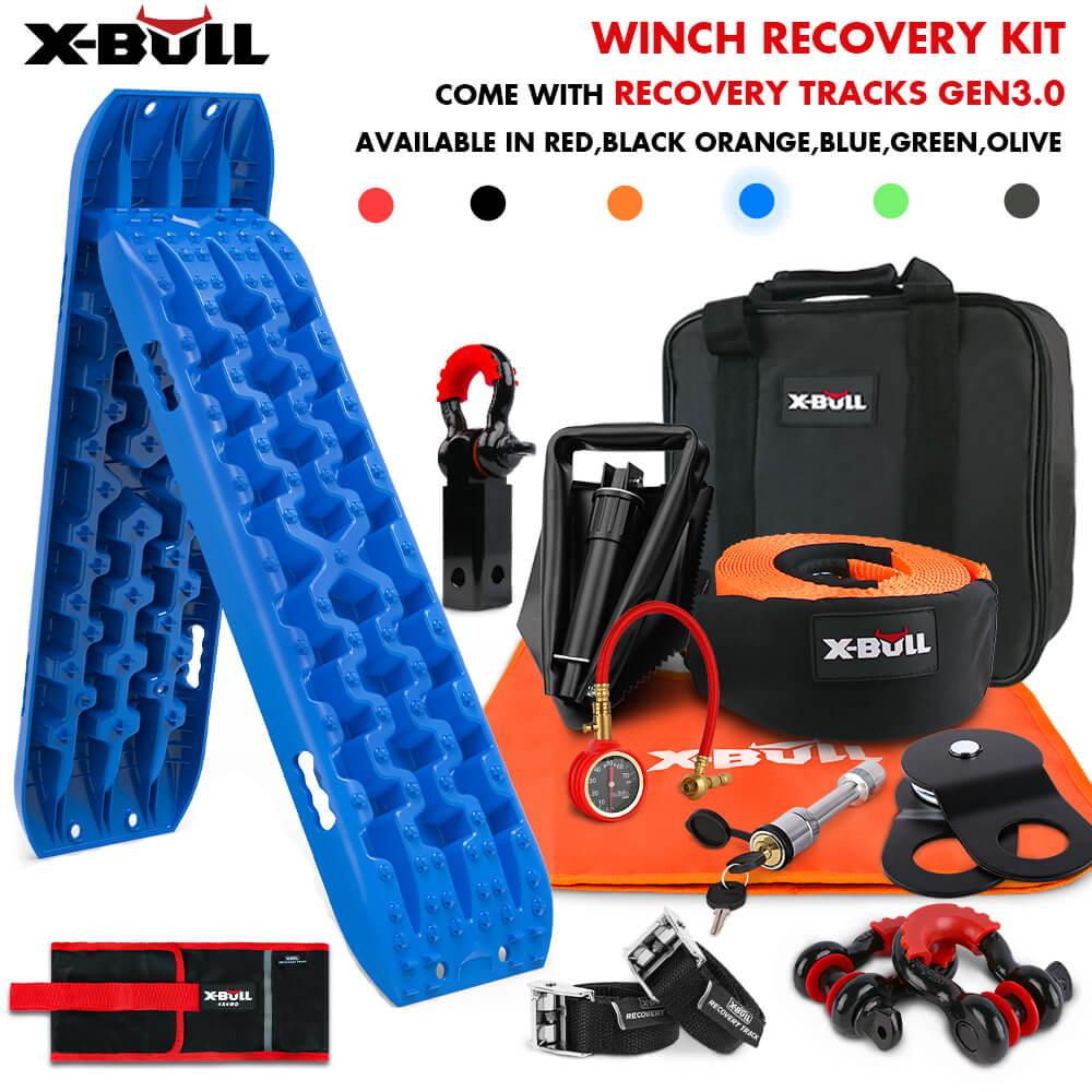 Buy X-BULL Winch Recovery Kit with Recovery Tracks Boards Gen 3.0 Snatch Strap Off Road 4WD Blue discounted | Products On Sale Australia