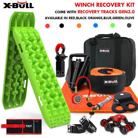 Buy X-BULL Winch Recovery Kit with Recovery Tracks Boards Gen 3.0 Snatch Strap Off Road 4WD Green discounted | Products On Sale Australia