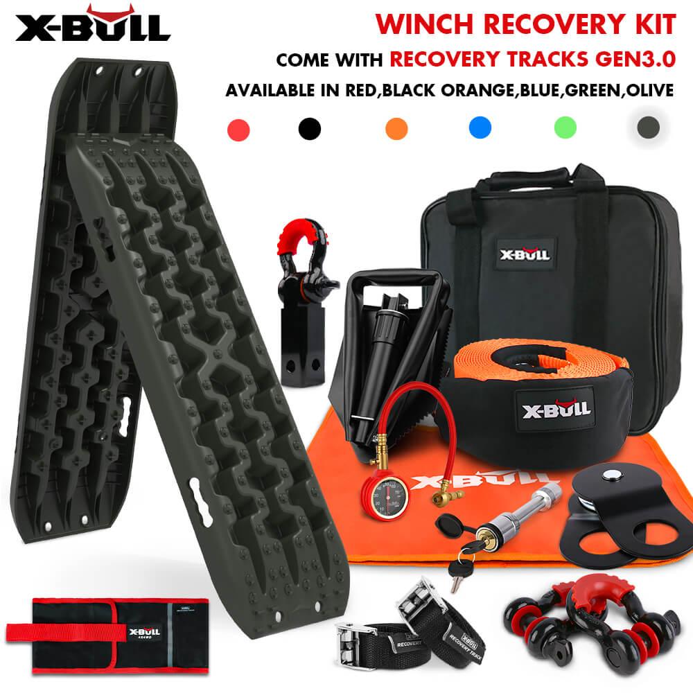 Buy X-BULL Winch Recovery Kit with Recovery Tracks Boards Gen 3.0 Snatch Strap Off Road 4WD Olive discounted | Products On Sale Australia