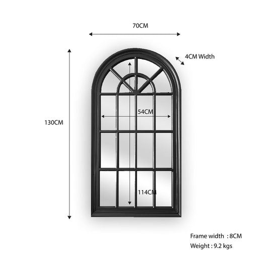 Buy X-Large Window Style Mirror - Black Arch 100 CM x 180 CM discounted | Products On Sale Australia