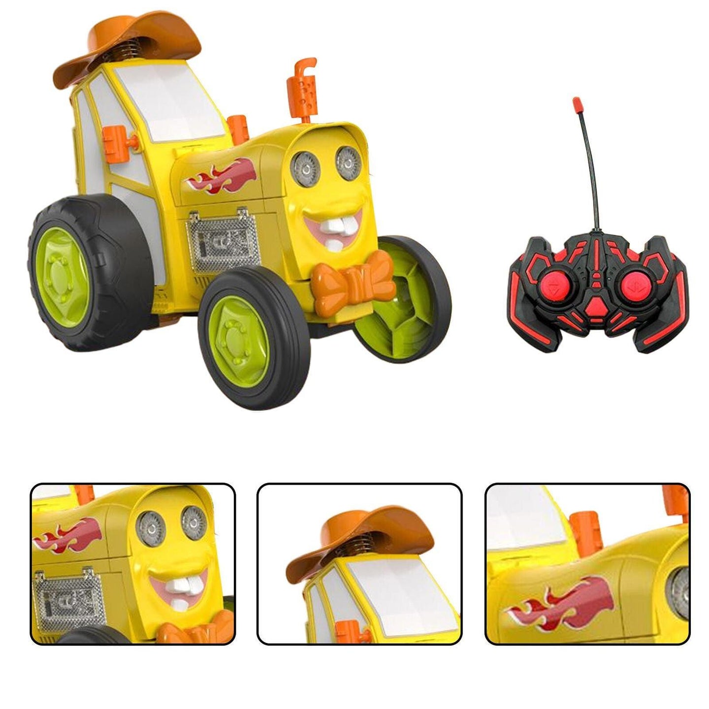 Buy Yellow 360 Rotating Crazy Jumping Car with Light Music Remote Control RC Stunt Car AU discounted | Products On Sale Australia