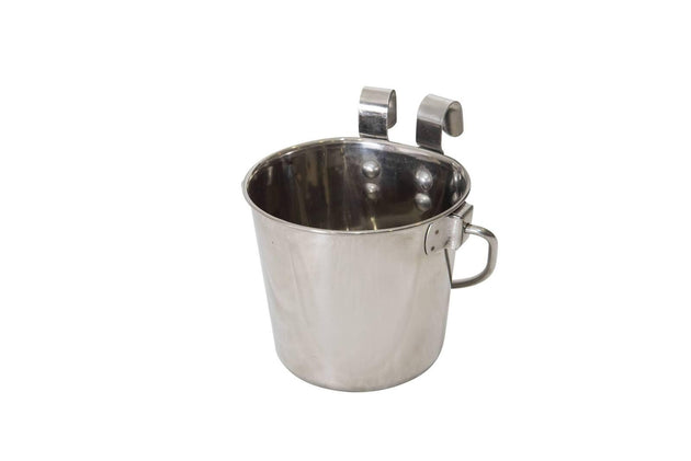 Buy YES4PETS 2 x 2.8L Stainless Steel Pet Parrot Feeder Bowl Water Bowls Flat Sided Bucket with Riveted Hooks discounted | Products On Sale Australia