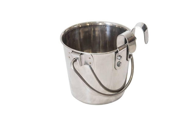 Buy YES4PETS 2 x 2.8L Stainless Steel Pet Parrot Feeder Bowl Water Bowls Flat Sided Bucket with Riveted Hooks discounted | Products On Sale Australia