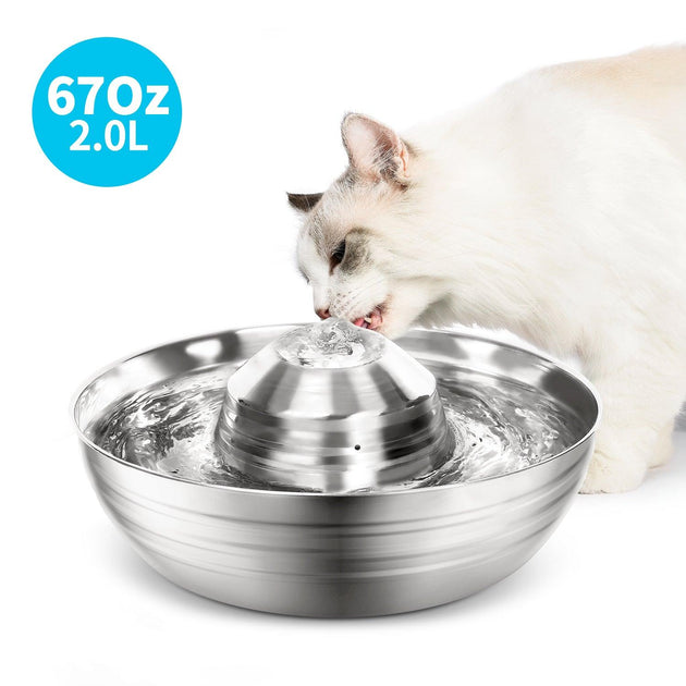 Buy YES4PETS 2L Automatic Electric Pet Water Fountain Dog Cat Stainless Steel Feeder Bowl Dispenser discounted | Products On Sale Australia