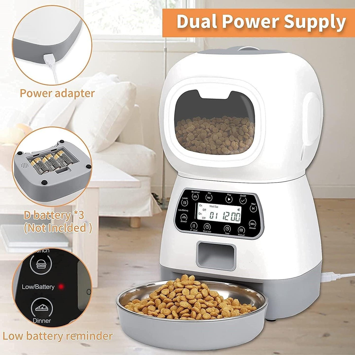 Buy YES4PETS 3.5L Visible Automatic Digital Pet Dog Cat Feeder Food Bowl Dispenser discounted | Products On Sale Australia