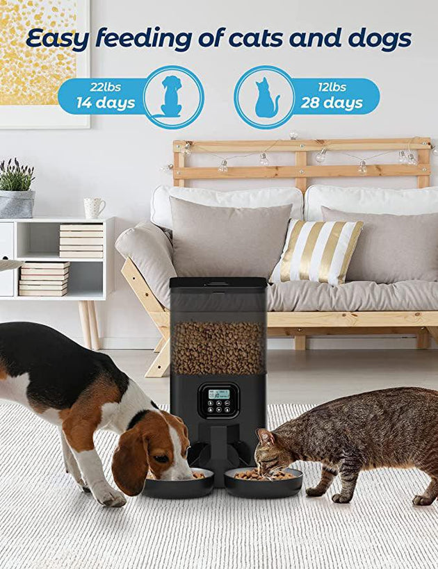 Buy YES4PETS 6L Automatic Digital Pet Dog Cat Feeder Double Food Bowl Dispenser discounted | Products On Sale Australia