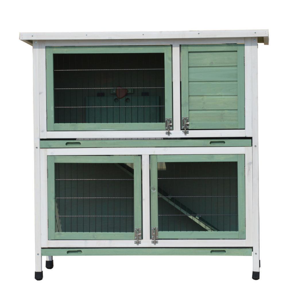 Buy YES4PETS Green Large Double Storey Rabbit Hutch Guinea Pig Ferret Cage discounted | Products On Sale Australia