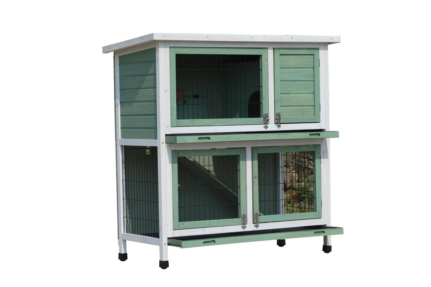 Buy YES4PETS Green Large Double Storey Rabbit Hutch Guinea Pig Ferret Cage discounted | Products On Sale Australia