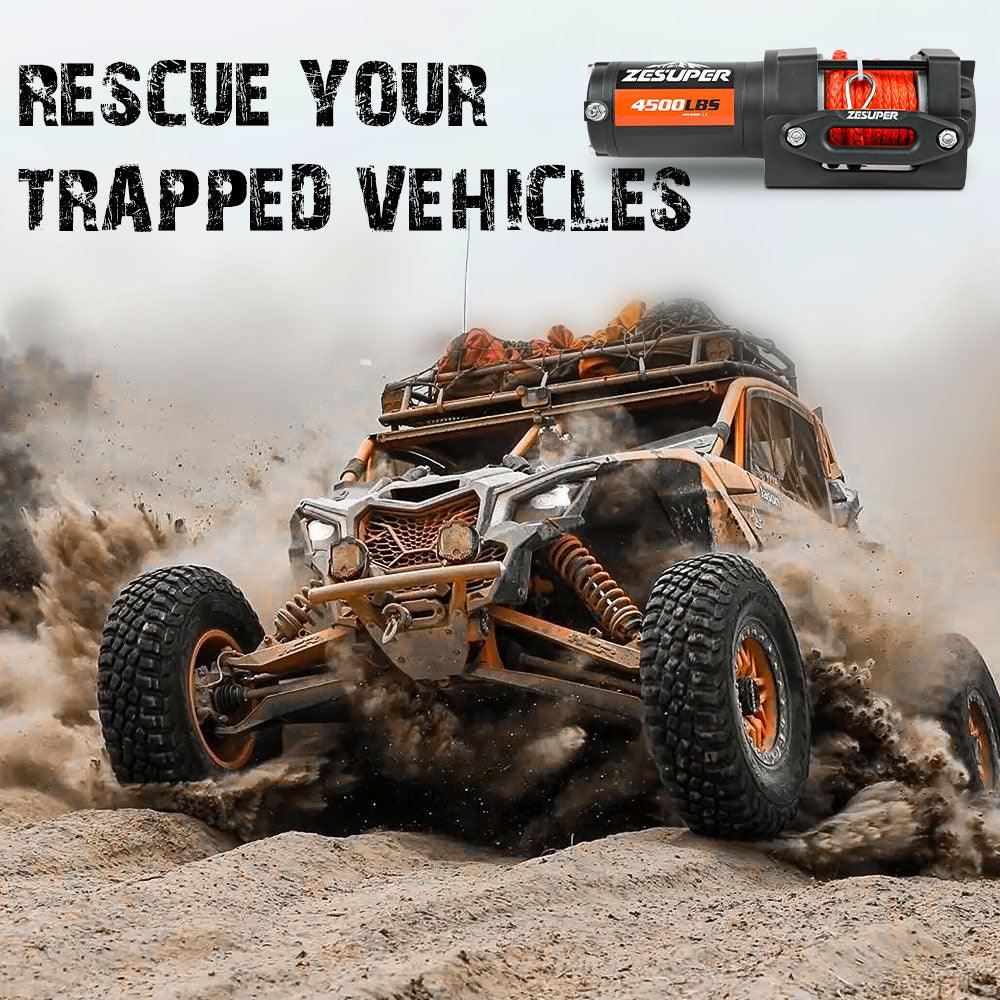 Buy ZESUPER 12V Winch 4500LBS Electric Winch ATV Winch Synthetic Rope BOAT Trailer discounted | Products On Sale Australia