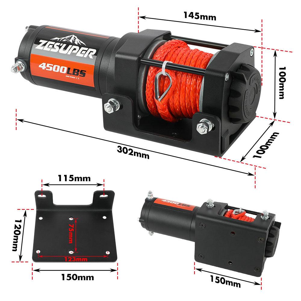 Buy ZESUPER 12V Winch 4500LBS Electric Winch ATV Winch Synthetic Rope BOAT Trailer discounted | Products On Sale Australia