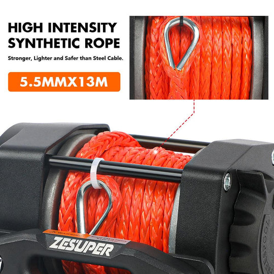 Buy ZESUPER 12V Winch 4500LBS Electric Winch ATV Winch Synthetic Rope BOAT Trailer discounted | Products On Sale Australia