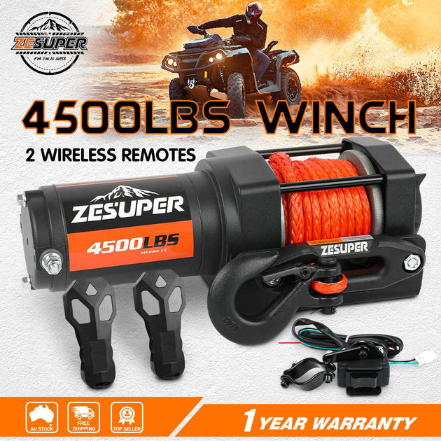 Buy ZESUPER 4500LB Electric Winch 12V Wireless Portable ATV UTV Boat Trailer discounted | Products On Sale Australia