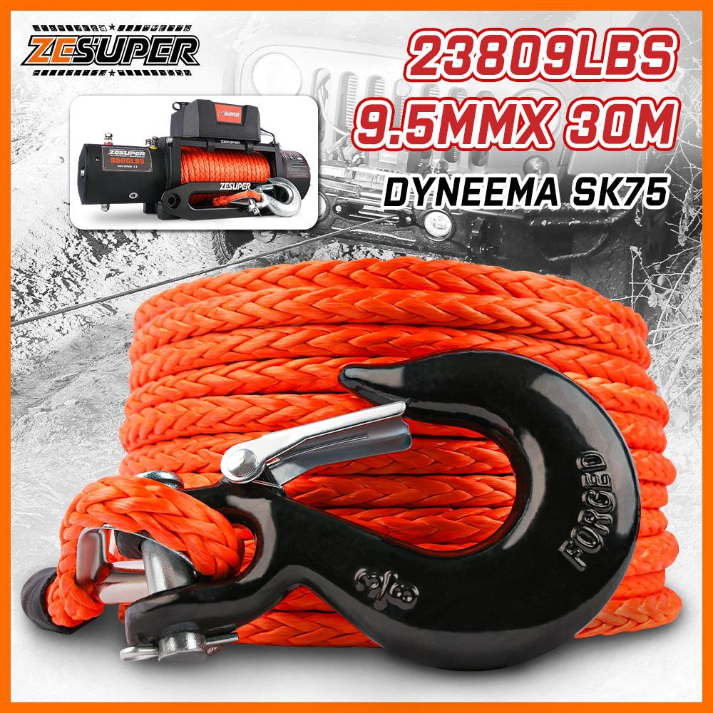 Buy ZESUPER Winch Rope 9.5MM X 30M Dyneema SK75 Hook Synthetic Car Tow Recovery Cable Hook discounted | Products On Sale Australia