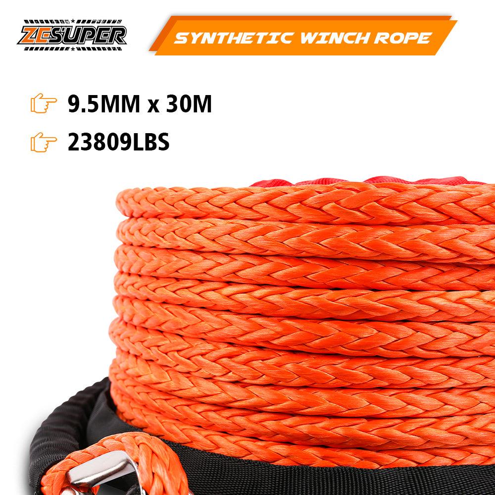 Buy ZESUPER Winch Rope 9.5MM X 30M Dyneema SK75 Hook Synthetic Car Tow Recovery Cable Hook discounted | Products On Sale Australia