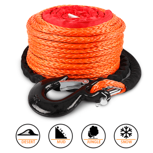 Buy ZESUPER Winch Rope 9.5MM X 30M Dyneema SK75 Hook Synthetic Car Tow Recovery Cable Hook discounted | Products On Sale Australia