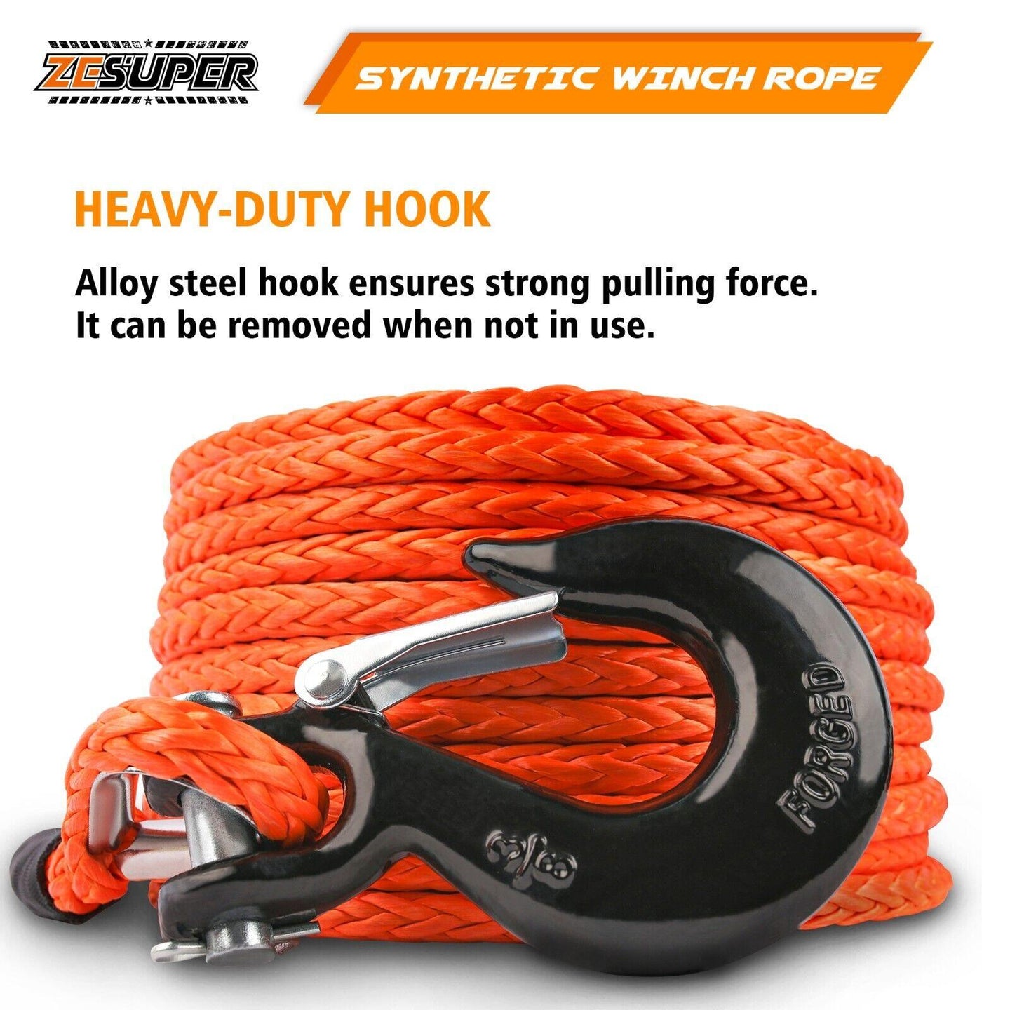 Buy ZESUPER Winch Rope 9.5MM X 30M Dyneema SK75 Hook Synthetic Car Tow Recovery Cable Hook discounted | Products On Sale Australia