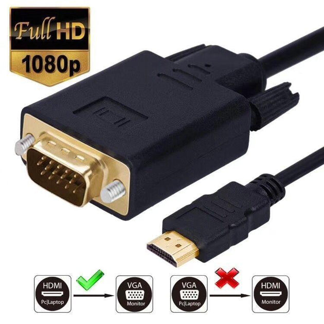 Buy 1.8M 6 Feet HDMI Male to VGA Male Cable for Computer, Laptop, PC, Monitor ETC discounted | Products On Sale Australia