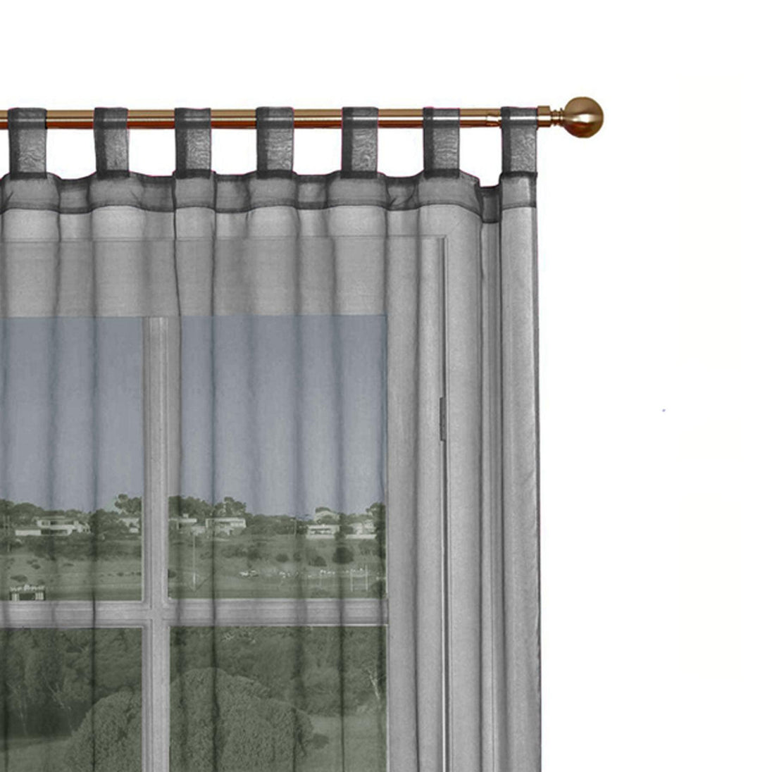 Buy 1 Piece Organza Tab Top Curtain 110 x 213 cm Black discounted | Products On Sale Australia