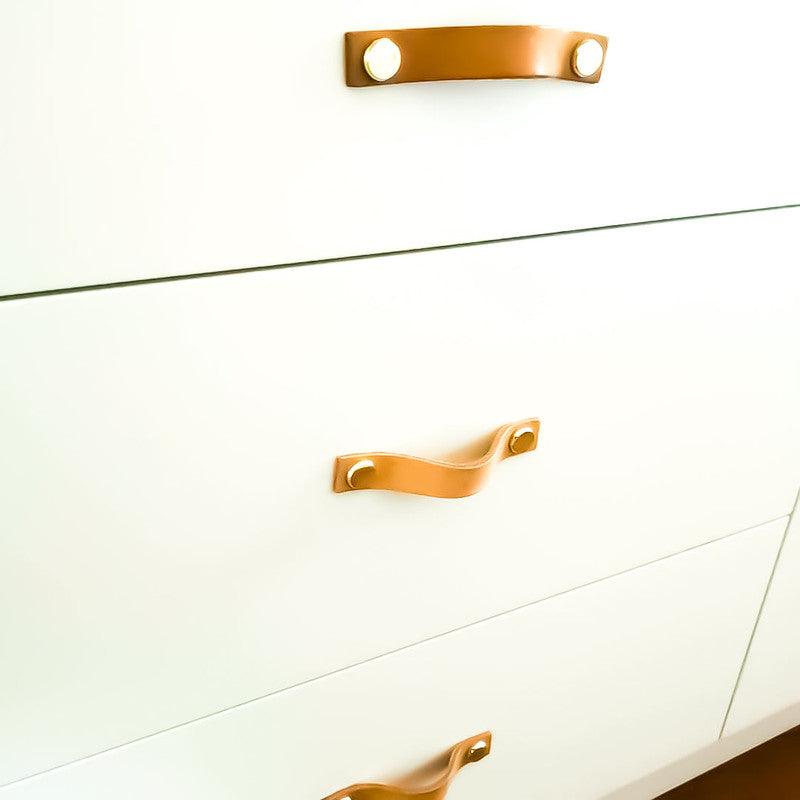 Buy 100% Genuine Leather Door Knob Cabinet Kitchen Drawer Handle Pull laundry gold discounted | Products On Sale Australia