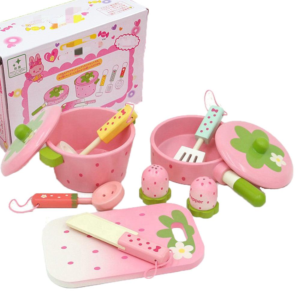 Buy 11 Pieces Kids Wooden Kitchen Play Set discounted | Products On Sale Australia