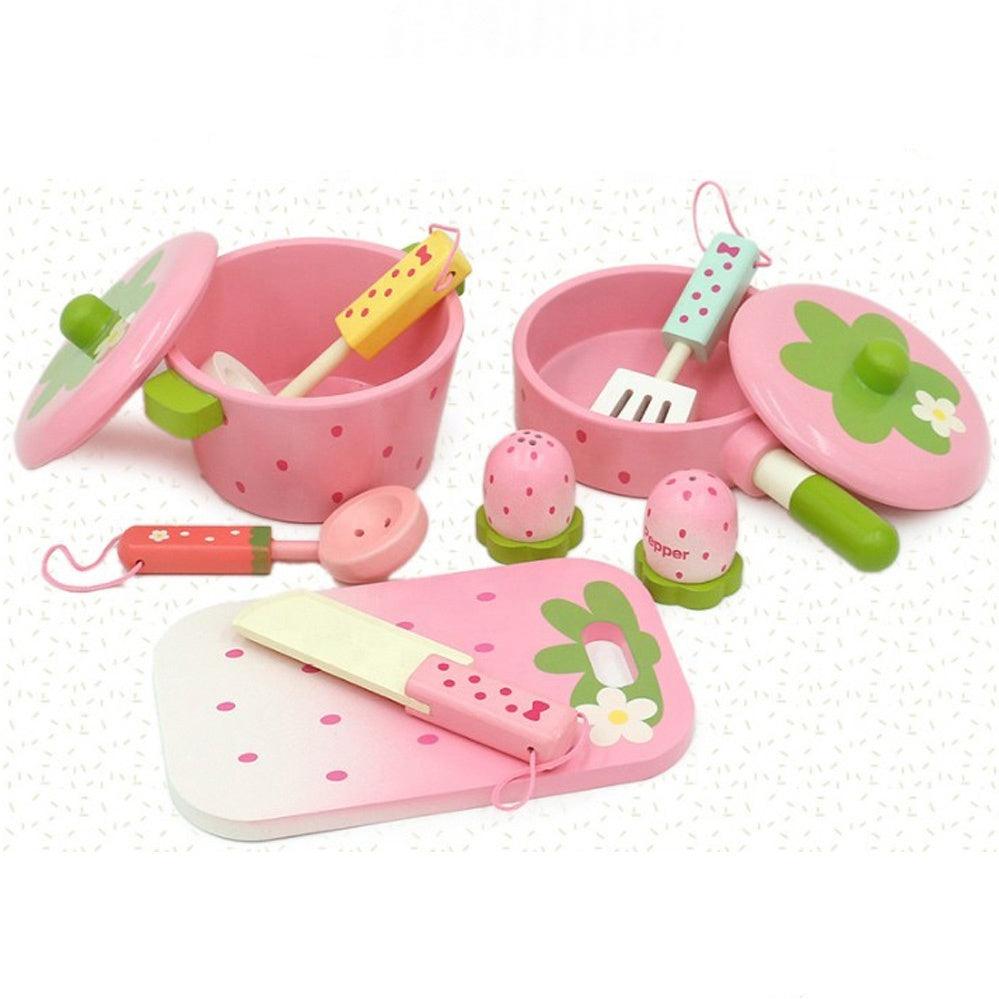 Buy 11 Pieces Kids Wooden Kitchen Play Set discounted | Products On Sale Australia