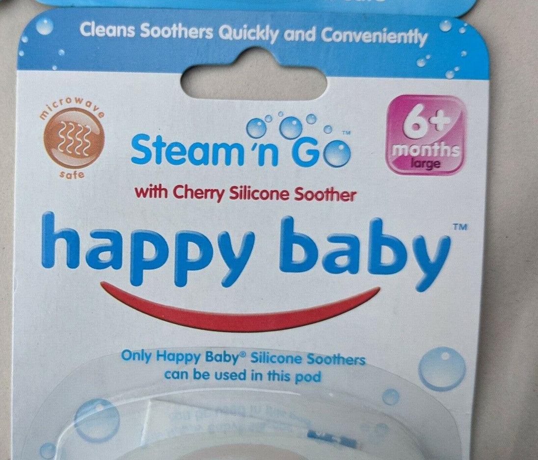 Buy 12 x 4 (48 Pieces) Pack - Bulk Buy Resell Happy Baby Steam n Go Cherry Silicone Soother discounted | Products On Sale Australia