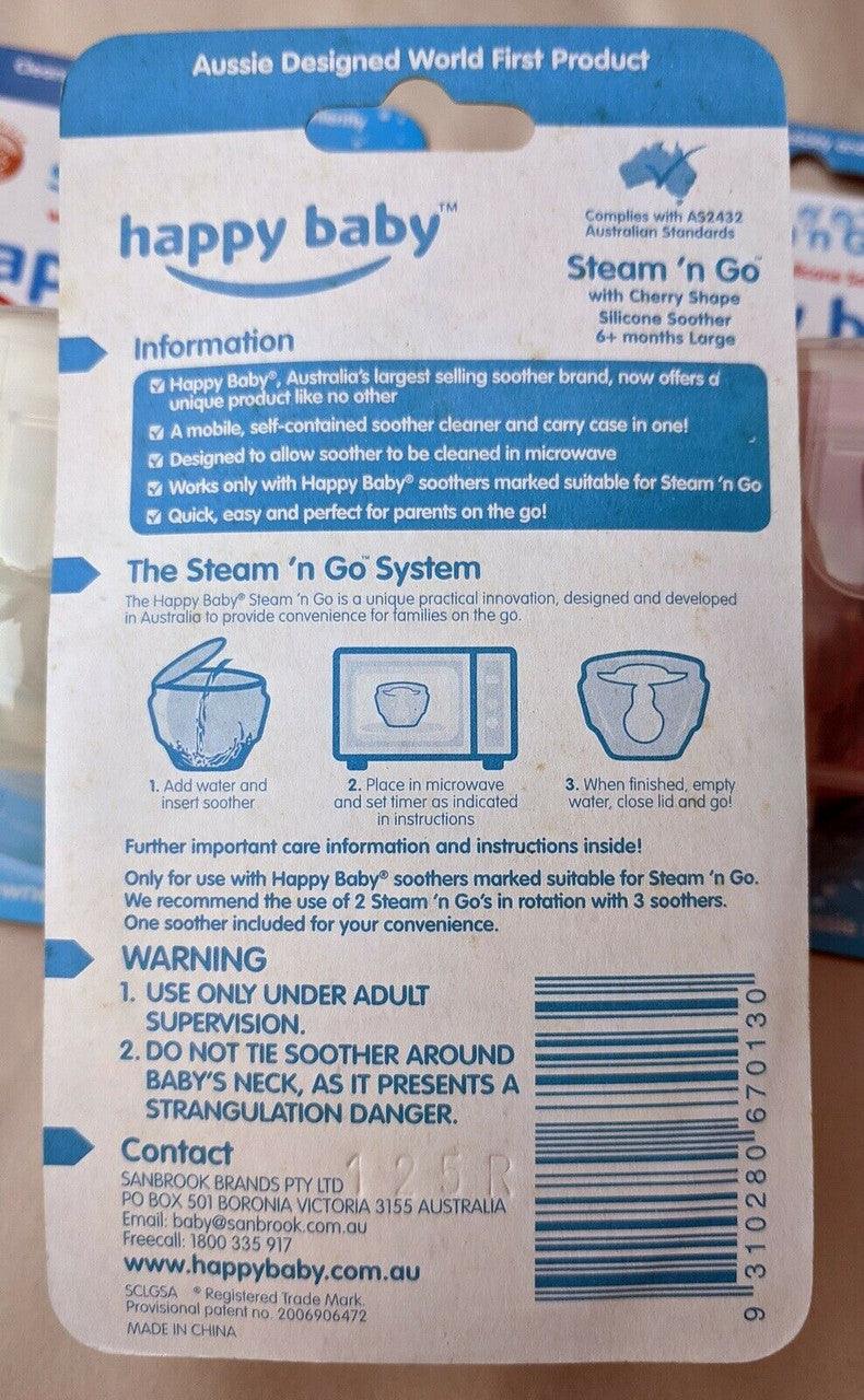 Buy 12 x 4 (48 Pieces) Pack - Bulk Buy Resell Happy Baby Steam n Go Cherry Silicone Soother discounted | Products On Sale Australia