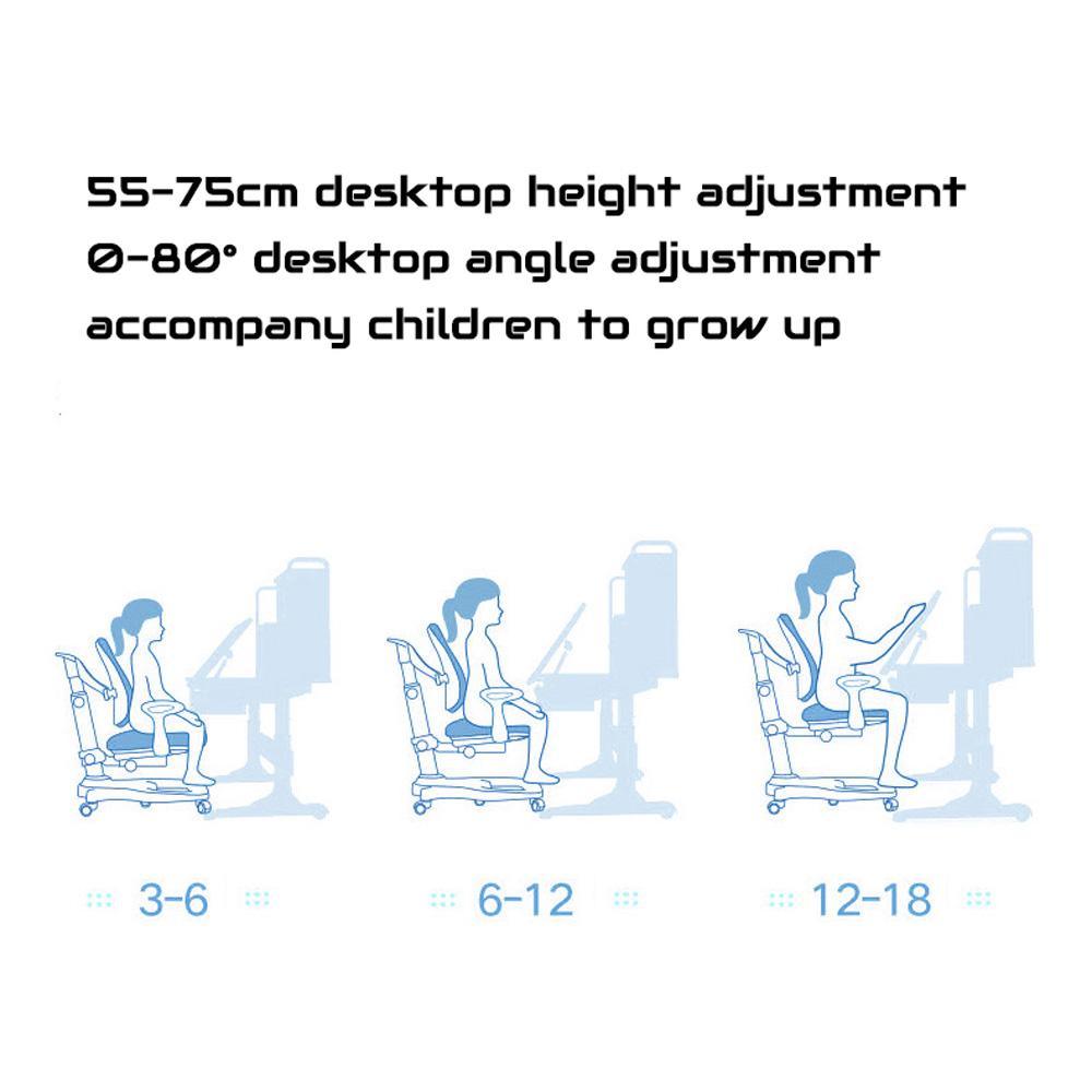 Buy 120cm Height Adjustable Children Kids Ergonomic Study Desk Blue AU discounted | Products On Sale Australia