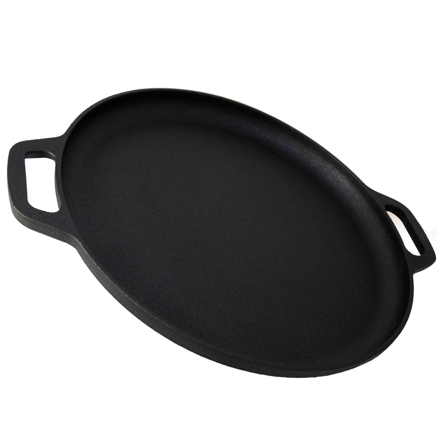 Buy 13.5" 35cm Pre-Seasoned Cast Iron Pizza Baking Pan Cooking Griddle Stove Oven Grill Campfire discounted | Products On Sale Australia