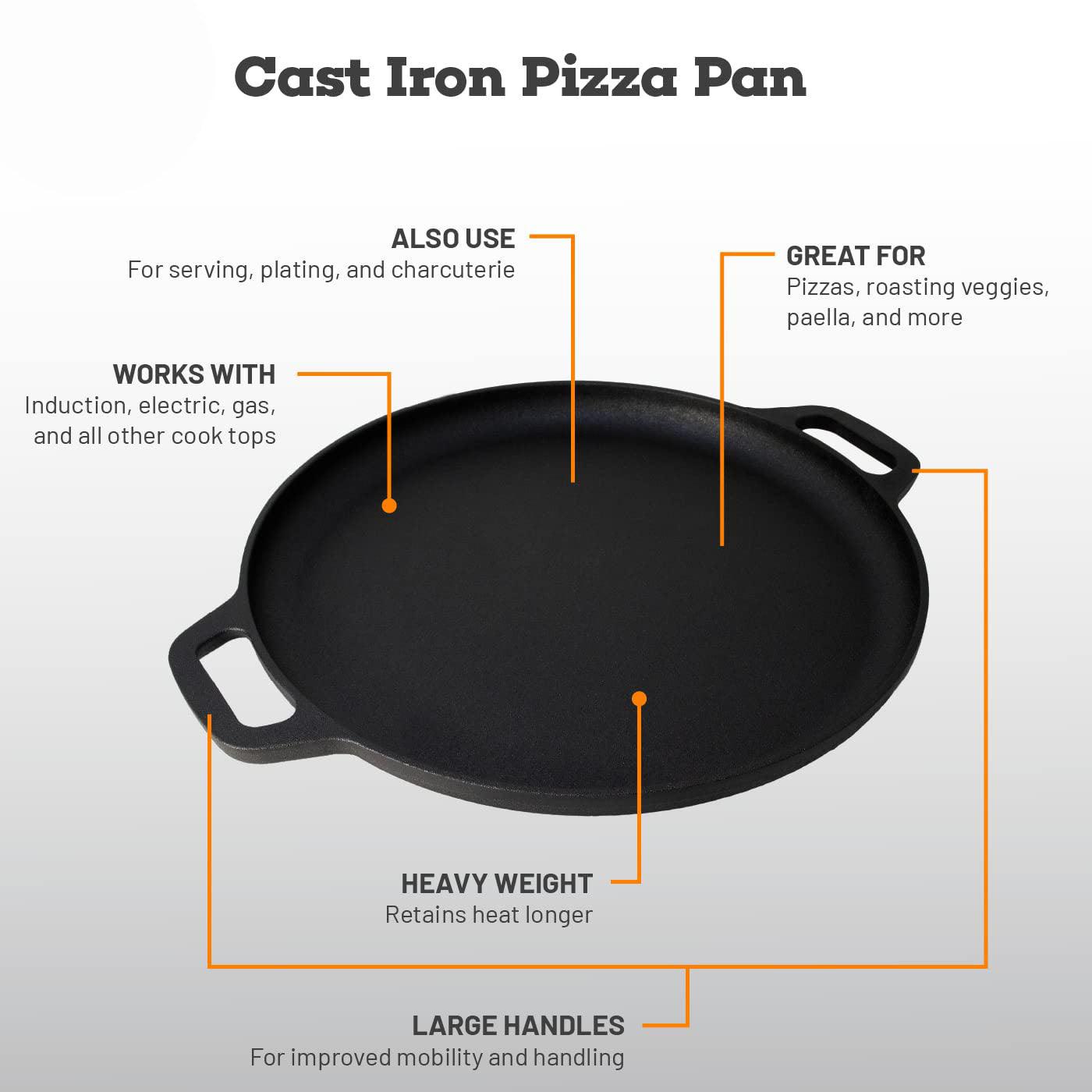 Buy 13.5" 35cm Pre-Seasoned Cast Iron Pizza Baking Pan Cooking Griddle Stove Oven Grill Campfire discounted | Products On Sale Australia