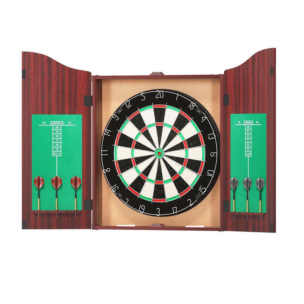 Buy 18" Dartboard Dart Board with Steel Darts Wooden Cabinet Party Game discounted | Products On Sale Australia