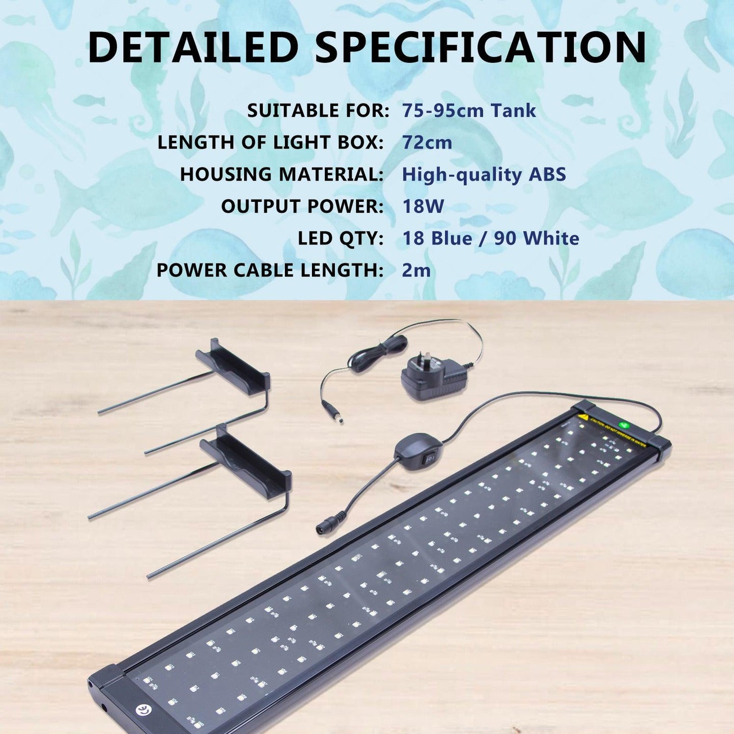 Buy 18W Set 2 Aquarium Blue White LED Light for Tank 75-95cm discounted | Products On Sale Australia